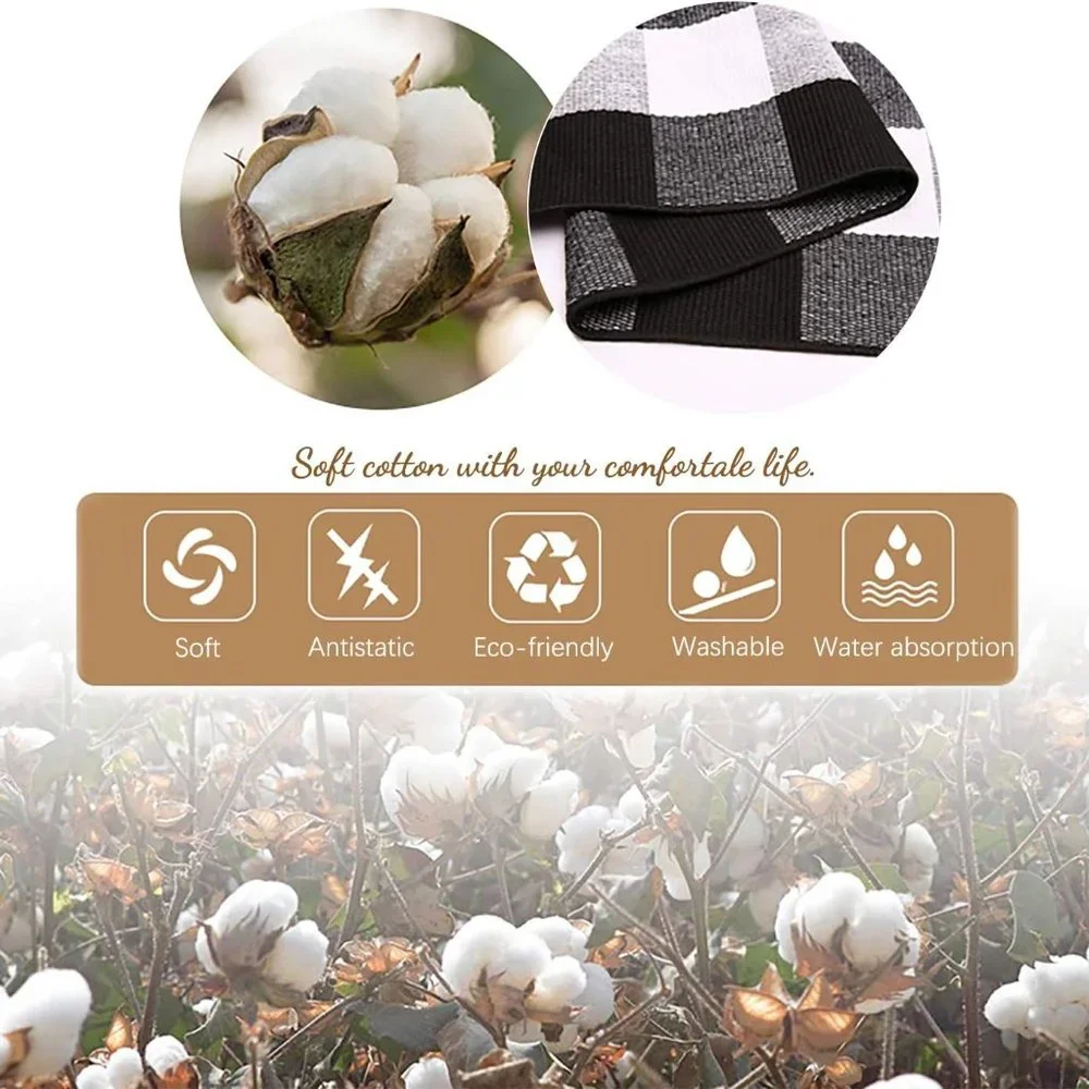 Buffalo Plaid Area Rugs‎ 27.5x4.3 Inches Black and White Checkered Rug Washable